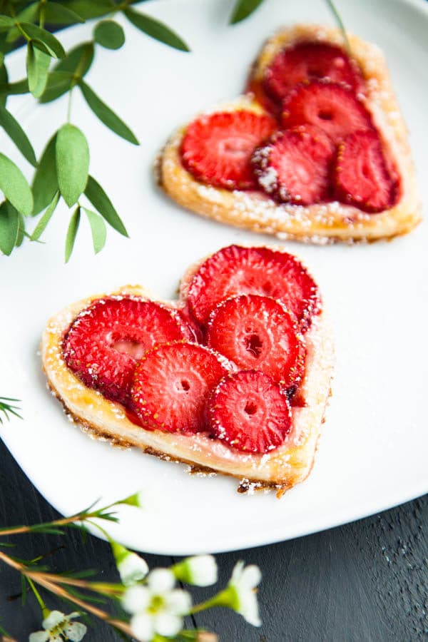 Heart-Shaped Strawberries & Cream Puff Pastries