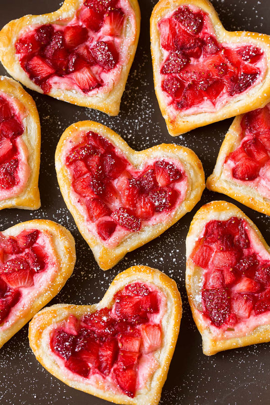 Heart-Shaped Strawberries & Cream Puff Pastries